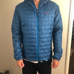 Patagonia nano puff hoody Big Sur blue
